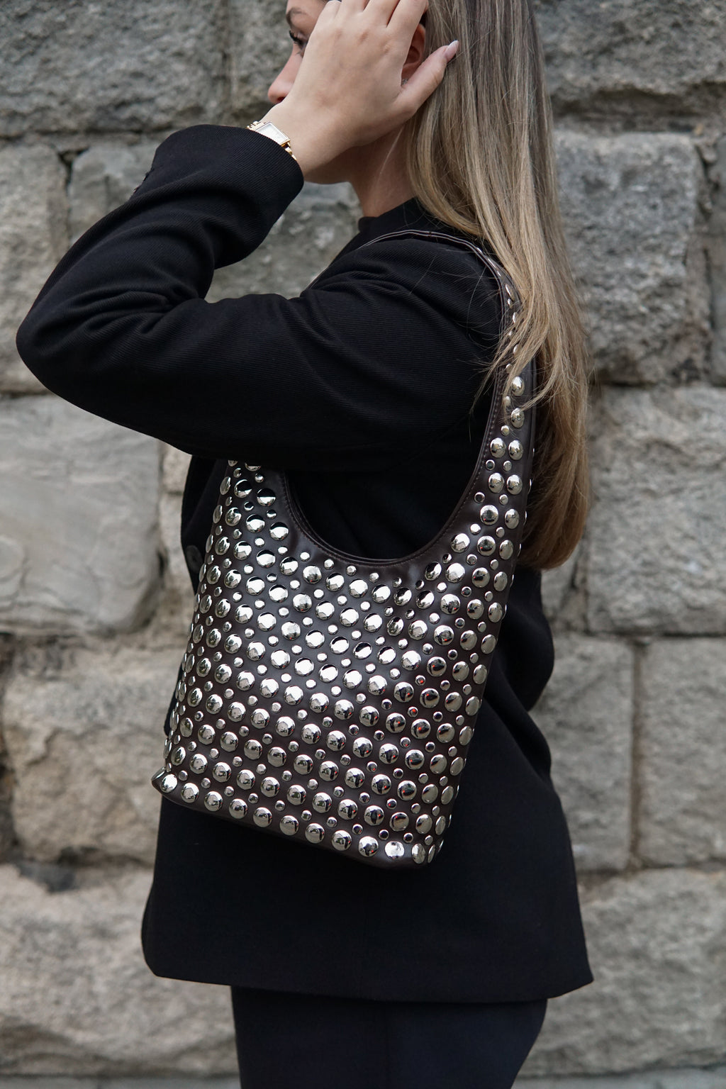 Bali Studded Bag - Coffee