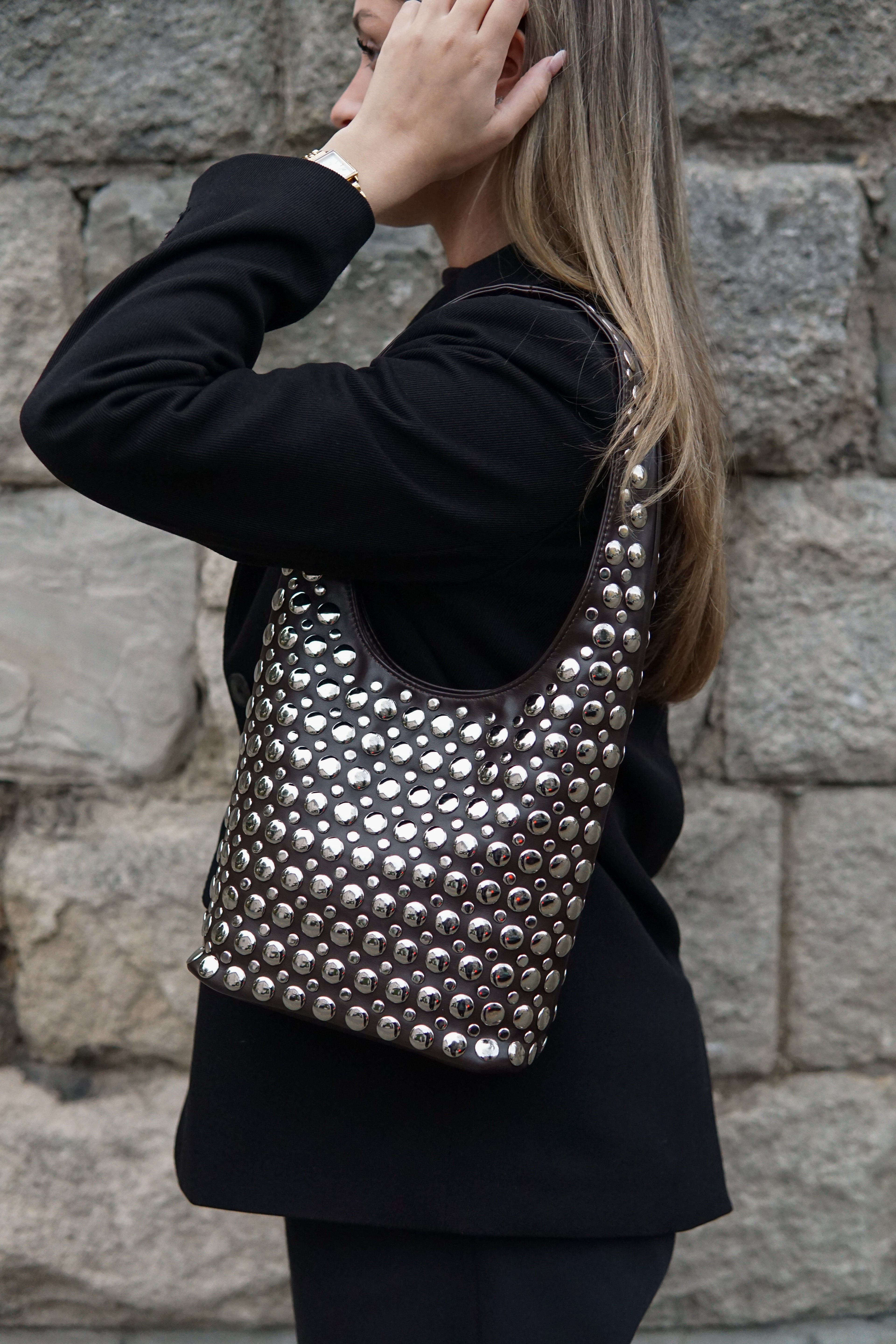 Bali Studded Bag - Coffee