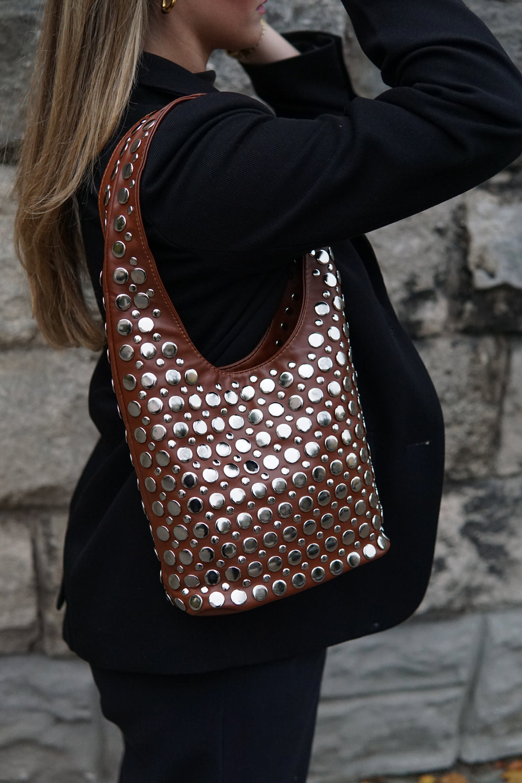 Bali Studded Bag - Toffee