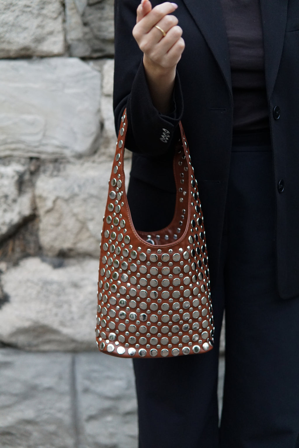 Bali Studded Bag - Toffee