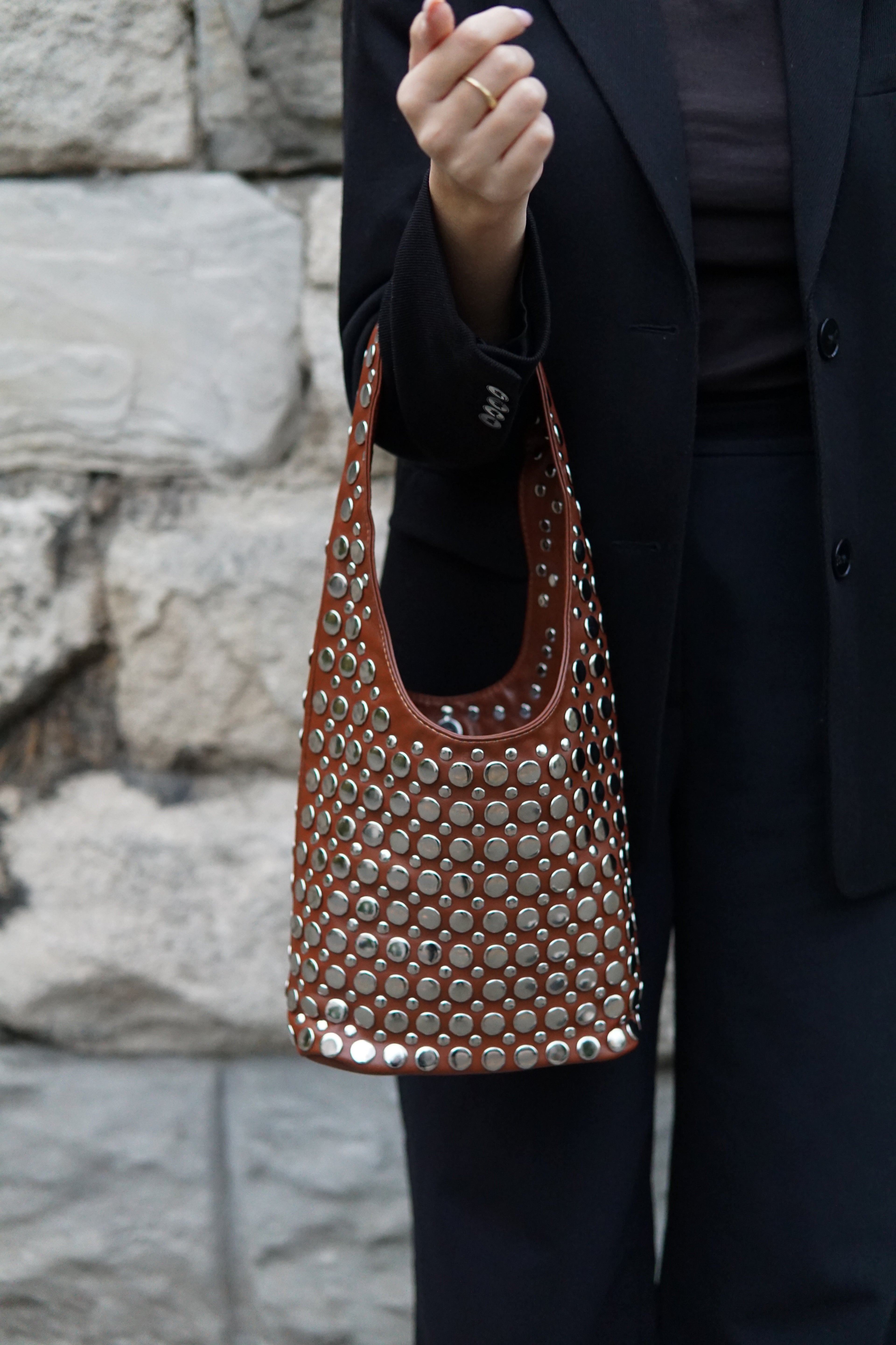 Bali Studded Bag - Toffee